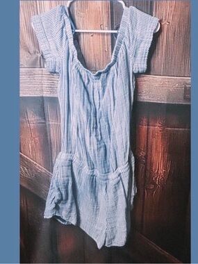 cloth & stone Blue striped romper